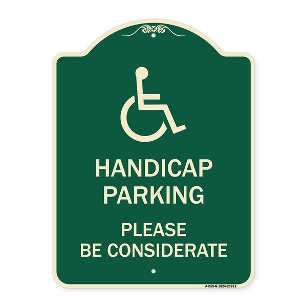 Signmission Handicap Parking Please Considerate Heavy-Gauge Aluminum Architectural Sign, 24" x 18", G-1824-23921 A-DES-G-1824-23921 - main